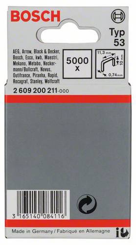 Bosch Accessories Feindrahtklammer Typ 53, 11,4 x 0,74 x 10 mm, 5000er-Pack 5000 St. 2609200211 von Bosch Accessories