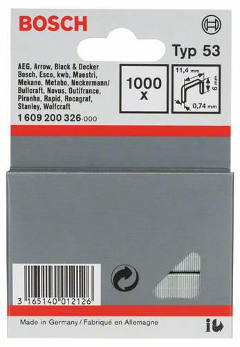 Bosch Accessories 1609200326 Feindrahtklammern Typ 53 1000 St. Abmessungen (L x B) 6mm x 11.4mm von Bosch Accessories