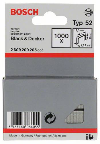 Bosch Accessories Flachdrahtklammer Typ 52, 12,3 x 1,25 x 8mm 1000 St. 2609200205 Abmessungen (L x B von Bosch Accessories