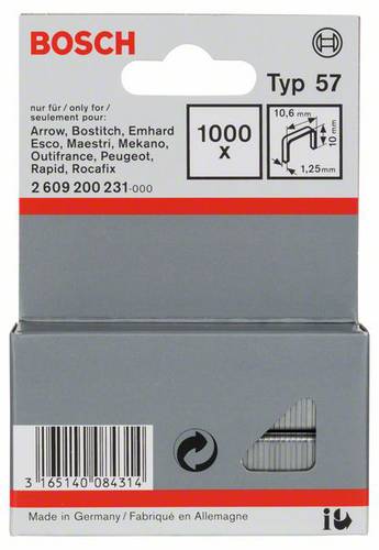 Bosch Accessories Flachdrahtklammer Typ 57, 10,6 x 1,25 x 10mm 1000 St. 2609200231 Abmessungen (L x von Bosch Accessories