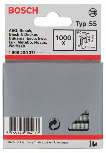 Bosch Accessories 1609200371 Schmalrückenklammern Typ 55 1000 St. Abmessungen (L x B) 14mm x 6mm von Bosch Accessories