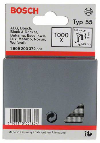 Bosch Accessories 1609200372 Schmalrückenklammern Typ 55 1000 St. Abmessungen (L x B) 16mm x 6mm von Bosch Accessories