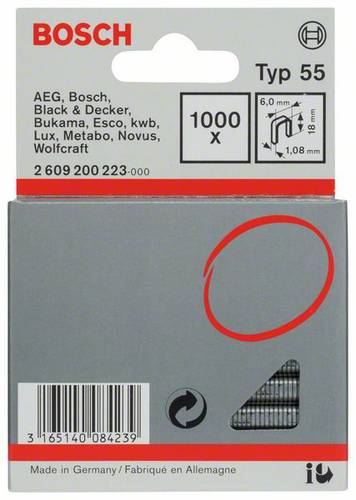 Bosch Accessories 2609200223 Schmalrückenklammern Typ 55 1000 St. Abmessungen (L x B) 18mm x 6mm von Bosch Accessories