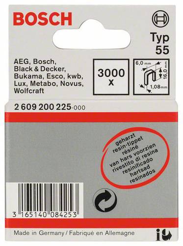 Bosch Accessories 2609200225 Schmalrückenklammern Typ 55 3000 St. Abmessungen (L x B) 16mm x 6mm von Bosch Accessories