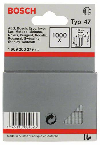 Bosch Accessories Tackernagel Typ 47, 1,8 x 1,27 x 26 mm, 1000er-Pack 1000 St. 1609200379 von Bosch Accessories