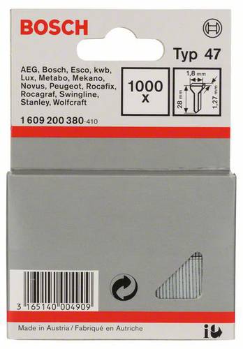 Bosch Accessories Tackernagel Typ 47, 1,8 x 1,27 x 28 mm, 1000er-Pack 1000 St. 1609200380 von Bosch Accessories