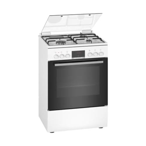 Bosch HXR39IG20 – Gasherd und Elektroherd Serie 4 – 85 x 60 cm – Multifunktional mit extra starkem Brenner – 4300 W – großes Fassungsvermögen von 66 l – Weiß von Bosch Electroménager