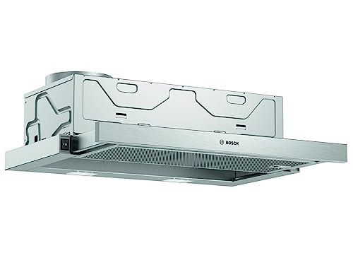 Bosch DFM064W54 Serie 2 Flachschirmhaube / B / 60 cm / Silbermetallic / wahlweise Umluft- oder Abluftbetrieb / Wippenschalter / Metallfettfilter (spülmaschinengeeignet) von Bosch Hausgeräte