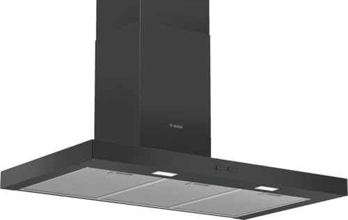 Bosch DWB96BC60 Wandesse Serie 2, Dunstabzugshaube zur Wandmontage 90cm breit, LED-Beleuchtung, Drucktastenschalter, Metallfettfilter, Schwarz von Bosch Hausgeräte