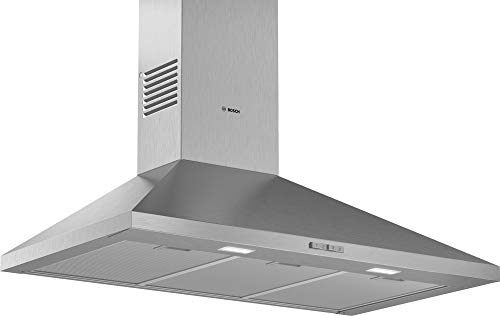 Bosch DWP94BC50 Serie 2 Wandesse, 90 cm breit, Um- & Abluft, Made in Germany, LED-Beleuchtung gleichmäßige Ausleuchtung, Drucktastenschalter, 3 Leistungsstufen, Metallfettfilter spülmaschinengeeignet von Bosch Hausgeräte