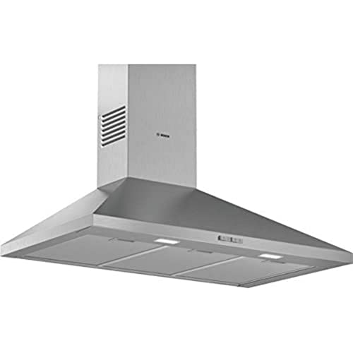 Bosch DWP96BC50 Serie 2 Wandesse, 90 cm breit, Um- & Abluft, Made in Germany, LED-Beleuchtung gleichmäßige Ausleuchtung, Drucktastenschalter, 3 Leistungsstufen, Metallfettfilter spülmaschinengeeignet von Bosch Hausgeräte