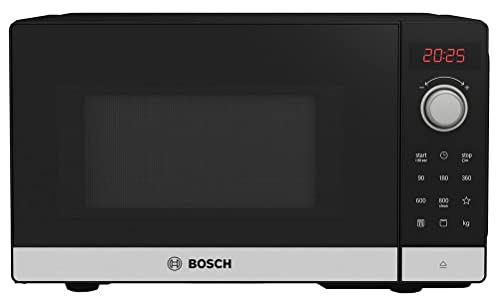 Bosch FEL023MS2 Serie 2 Mikrowelle, 26 x 44 cm, 800 W, Drehteller 27 cm, Türanschlag Links, AutoPilot 8 8 Automatikprogramme, Reinigungsunterstützung, LED-Touchdisplay, Edelstahl von Bosch Hausgeräte