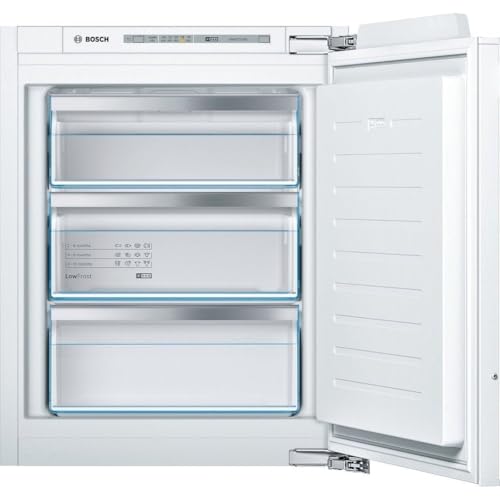 Bosch GIV11AFE0 Serie 6 Einbau-Gefrierschrank, 72 x 56 cm Nische, 72 L, Flachscharnier, Made in Germany, LowFrost seltener abtauen, FreshSense für konstante Innentemperatur von Bosch Hausgeräte