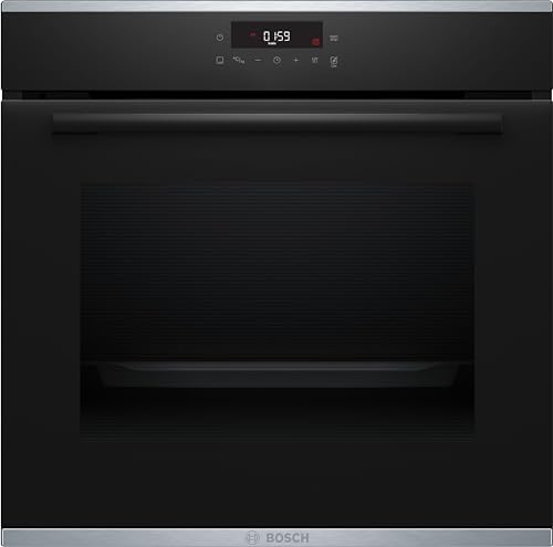 Bosch HBA272BB0, Serie 4 Einbau-Backofen, 60 x 60 cm, Schwarz, Pyrolyse und Hydrolyse Selbstreinigung, 3D Heißluft, Pizzastufe, Optimale Backergebnisse dank AutoPilot 10, Touchscreen Bedienung von Bosch