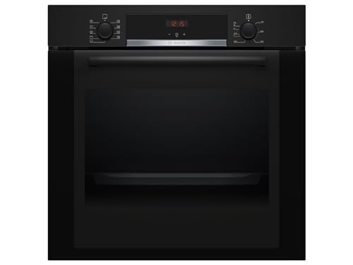 Bosch HBA3340B0 Einbau-Backofen Serie 4, Integrierbarer Backofen 60 x 60cm, 3D-Heißluft, LED-Display, Eco Clean Direct, Reinigungsunterstützung, Schwarz von Bosch Hausgeräte