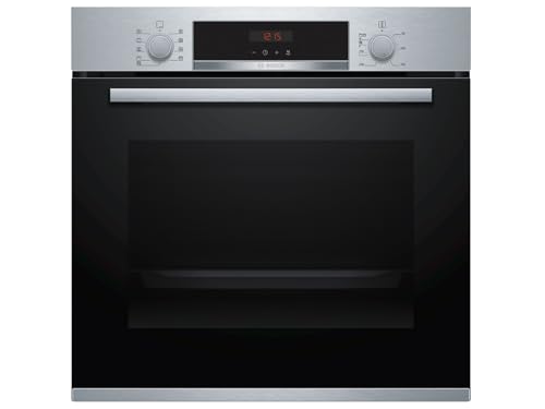 Bosch HBA573BS1 Serie 4 Einbau-Backofen, 60 x 60 cm, Pyrolyse Selbstreinigung, AutoPilot 10 10 Automatikprogramme, 3D Heißluft Backen auf 3 Ebenen, LED-Display, Versenkknebel, Kindersicherung von Bosch Hausgeräte