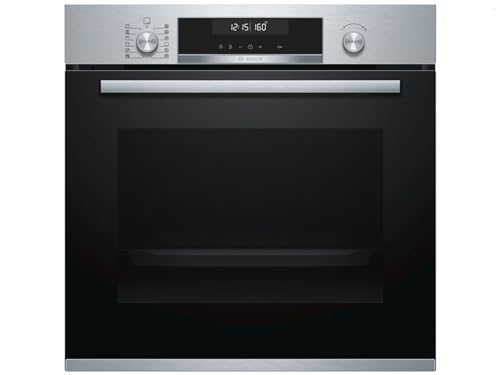 Bosch HBA578BS0 Serie 6 Einbau-Backofen, 60 x 60 cm, Pyrolyse Selbstreinigung, AutoPilot 30 30 Automatikprogramme, 3D Heißluft Backen auf 3 Ebenen, LCD-Display, Versenkknebel, Kindersicherung von Bosch Hausgeräte