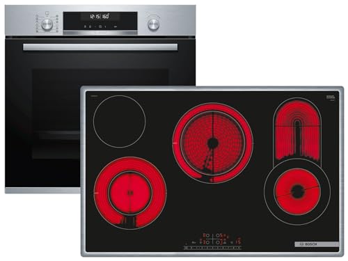 Bosch HBD672LS81 Backofen-Glaskeramik-Kochfeld-Kombination (autark), 59,4cm breit, Pyrolyse Selbstreinigung,AutoPilot 30 30 Automatikprogramme,Bräterzone für großes Kochgeschirr von Bosch