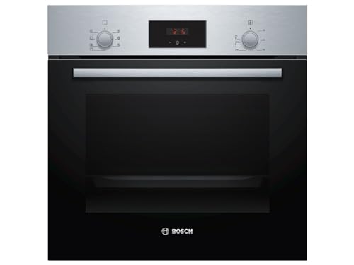 Bosch HBF133BR0 Serie 2 Einbau-Backofen, 60 x 60 cm, EcoClean Direct Reinigungshilfe, 3D Heißluft Backen auf 3 Ebenen, LED-Display, Schnellaufheizung, Kindersicherung, Schwarz, Updated von Bosch Hausgeräte