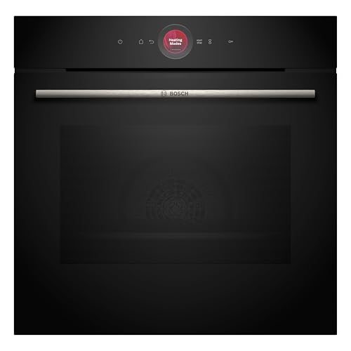 Bosch HBG7221B2, Serie 8 Smarter Einbau-Backofen, 60 x 60 cm, Made in Germany, Schwarz, Hydrolyse Reinigung, Air Fry, Bosch Assist Automatikprogramme, 3D Heißluft, Farbiger Touchscreen mit Bedienring von Bosch Hausgeräte