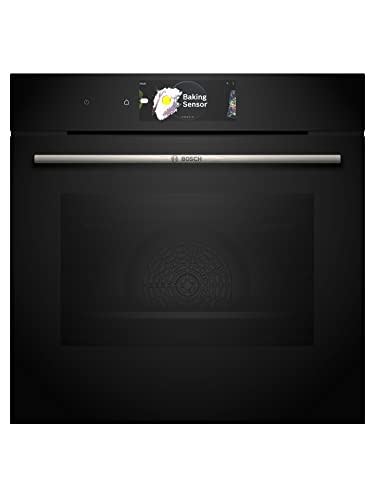 Bosch HBG7784B1 Serie 8 Smarter Einbau-Backofen, 60 x 60 cm, Digitaler Bedienring, TFT-Touchdisplay Pro, Heißluft sanft, Crisp Funktion, Backofenassistent mit Sprachsteuerung von Bosch Hausgeräte