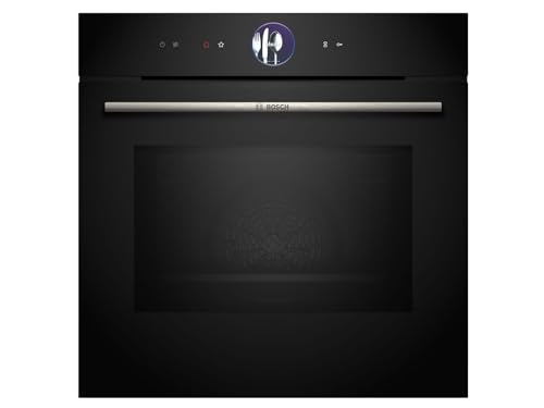 Bosch HMG7361B1, Serie 8 smarter Einbau-Backofen mit Mikrowellenfunktion, 60 x 60 cm, Made in Germany, Schwarz, Air Fry, Digitaler Bedienring, Touchdisplay, Automatikprogramme, Reinigungsunterstützung von Bosch Hausgeräte