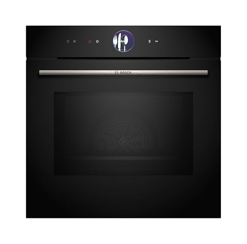 Bosch HMG7361B1, Serie 8 smarter Einbau-Backofen mit Mikrowellenfunktion, 60 x 60 cm, Made in Germany, Schwarz, Air Fry, Digitaler Bedienring, Touchdisplay, Automatikprogramme, Reinigungsunterstützung von Bosch