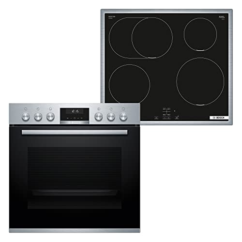 Bosch HND675LS61 Herd-Induktionskochfeld-Kombination (herdgesteuert), 59,4 cm breit, Pyrolyse-Selbstreinigung, Weiße LED-Display-Steuerung, Versenkknebel, Kindersicherung von Bosch