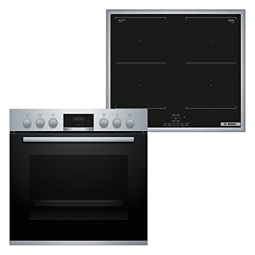 Bosch HND677LS66 Herd-Induktionskochfeld-Kombination (herdgesteuert), 59,4 cm breit, Pyrolyse-Selbstreinigung, Weiße LED-Display-Steuerung, Versenkknebel von Bosch