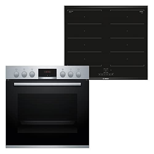 Bosch HND679LS66 Herd-Induktionskochfeld-Kombination (herdgesteuert), 59,4 cm breit, Pyrolyse-Selbstreinigung, Weiße LED-Display-Steuerung, Versenkknebel von Bosch