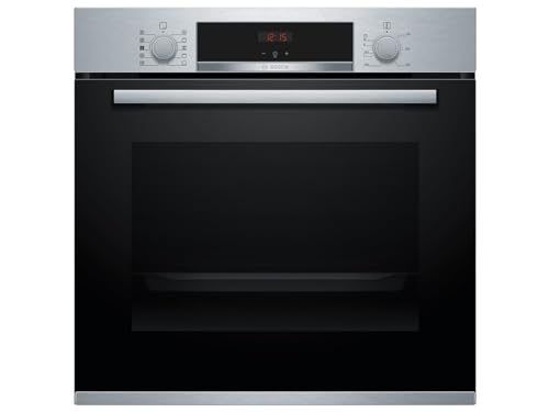 Bosch HRA534BS0 Serie 4 Einbau-Backofen mit Dampfunterstützung, 60 x 60 cm, EcoClean Direct Reinigungshilfe, 3D Heißluft Backen auf 3 Ebenen, Dampfunterstützung gleichmäßige Feuchtigkeitsverteilung von Bosch Hausgeräte