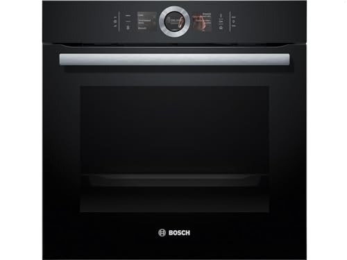 Bosch HSG636BB1 Serie 8 Einbau-Dampfbackofen, Schwarz, 60 x 60 cm, 1 L Wassertank, EcoClean Direct Reinigungshilfe, Bosch Assist Backeinstellung auf Knopfdruck, 4D Heißluft Backen auf 4 Ebenen von Bosch Hausgeräte