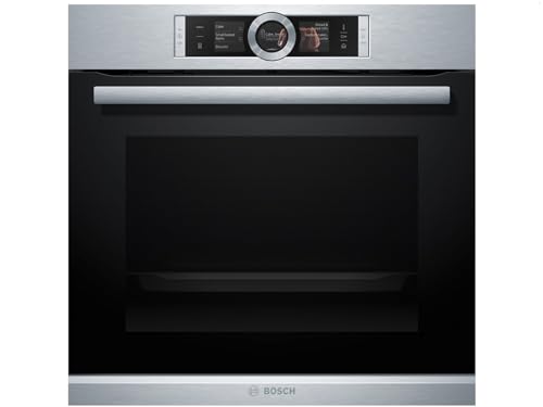 Bosch HSG636BS1 Serie 8 Einbau-Dampfbackofen, 60 x 60 cm, 1 L Wassertank, Made in Germany, EcoClean Direct Reinigungshilfe, Bosch Assist Backeinstellung auf Knopfdruck, 4D Heißluft Backen auf 4 Ebenen von Bosch Hausgeräte