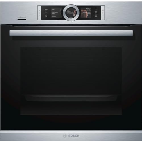 Bosch HSG636XS6 Serie 8 Smarter Einbau-Dampfbackofen, 60 x 60 cm, 1 L Wassertank, Made in Germany, EcoClean Direct Reinigungshilfe, Bosch Assist Backeinstellung auf Knopfdruck von Bosch Hausgeräte