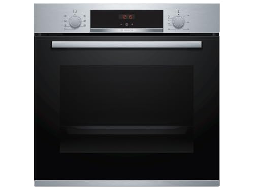 Bosch HBA533BS1 Serie 4 Einbau-Backofen, 60 x 60 cm, EcoClean Direct Reinigungshilfe, 3D Heißluft Backen auf 3 Ebenen, LED-Display, Versenkknebel, Schnellaufheizung, Kindersicherung von Bosch