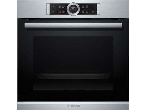 Bosch Hausgeräte HBG675BS1 Serie 8 Einbau-Backofen, 60 x 60 cm, Made in Germany,Pyrolyse Selbstreinigung, AutoPilot 10 Automatikprogramme, 4D Heißluft Backen auf 4 Ebenen,TFT-Touchdisplay,Edelstahl von Bosch Hausgeräte