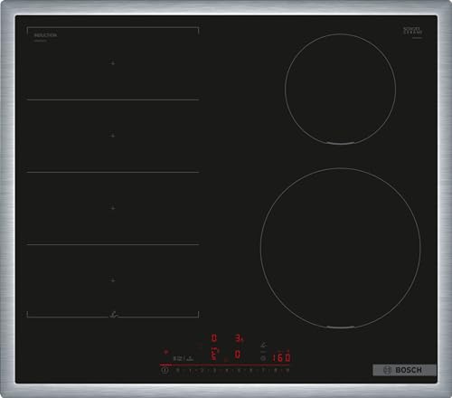 Bosch PIX645HC1E Serie 6 Smartes Induktionskochfeld (autark), 60 cm breit, Flex Induction, Umlaufender Rahmen, Kochfeldbasierte Haubensteuerung, schnelleres Kochen von Bosch Hausgeräte
