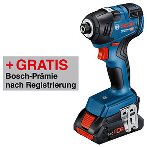 AKTION: BOSCH Professional GDR 18V-200 Akku-Drehschlagschrauber-Set 2x 18,0 V mit Prämie nach Registrierung von Bosch Professional
