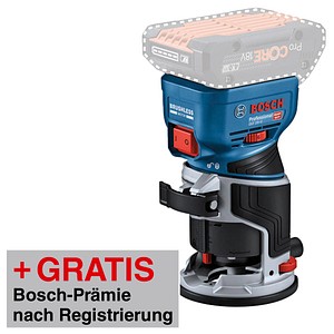 AKTION: BOSCH Professional GKF 18V-8 Akku-Kantenfräse 18,0 V, ohne Akku mit Prämie nach Registrierung AKTION: BOSCH Professional GKF 18V-8 Akku-Kantenfräse 18,0 V, ohne Akku mit Prämie nach Registrierung von Bosch Professional