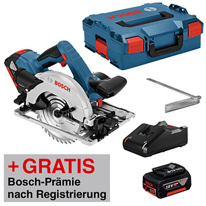 AKTION: BOSCH Professional GKS 18V-57 G Akku-Handkreissäge-Set 18,0 V, mit 2 Akkus mit Prämie nach Registrierung von Bosch Professional