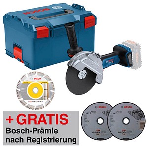 AKTION: BOSCH Professional GWS 18V-180 P Akku-Winkelschleifer-Set 18,0 V, ohne Akku mit Prämie nach Registrierung AKTION: BOSCH Professional GWS 18V-180 P Akku-Winkelschleifer-Set 18,0 V, ohne Akku mit Prämie nach Registrierung von Bosch Professional