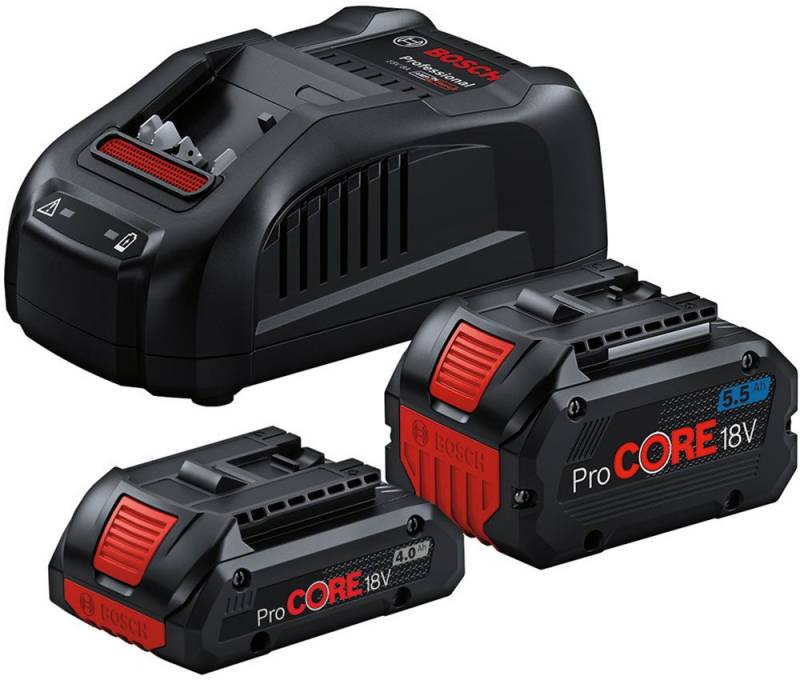 Bosch Professional »ProCORE 18V 4.0Ah« + »ProCORE 18V 5.5Ah« Akku Starter-Set, 2 Akkus und 1 Ladegerät von Bosch Professional