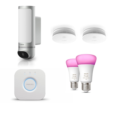Bosch Smart Home Eyes Außenkamera II mit 2x Rauchwarnmelder II & Philips Hue 2x Amb. E27 mit Bridge V2 Bosch Smart Home Eyes Außenkamera II mit 2x Rauchwarnmelder II & Philips Hue 2x Amb. E27 mit Bridge V2 von Bosch Smart Home