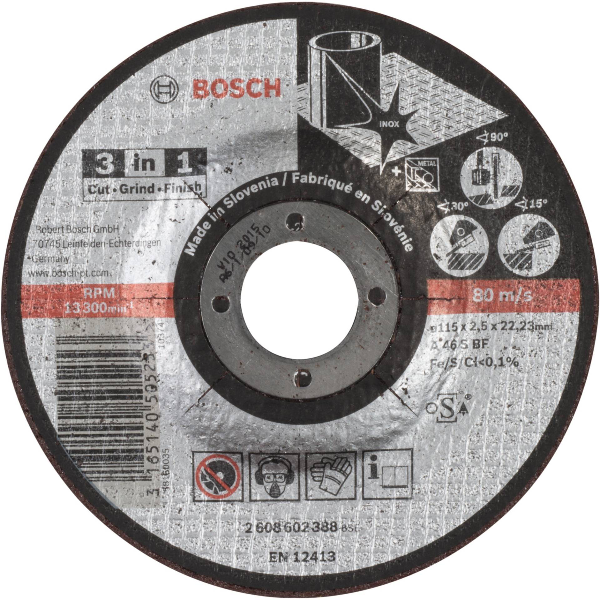 PRO Stainless Steel and Metal 3-in-1-Trennscheibe, Ø 115mm PRO Stainless Steel and Metal 3-in-1-Trennscheibe, Ø 115mm von Bosch