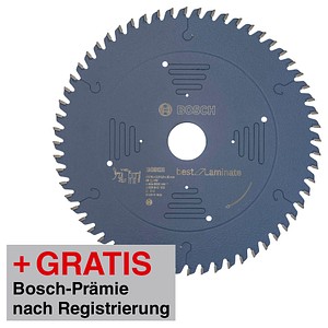 AKTION: BOSCH Best for Laminate Kreissägeblatt 216,0 mm, 60 Zähne mit Prämie nach Registrierung AKTION: BOSCH Best for Laminate Kreissägeblatt 216,0 mm, 60 Zähne mit Prämie nach Registrierung von Bosch