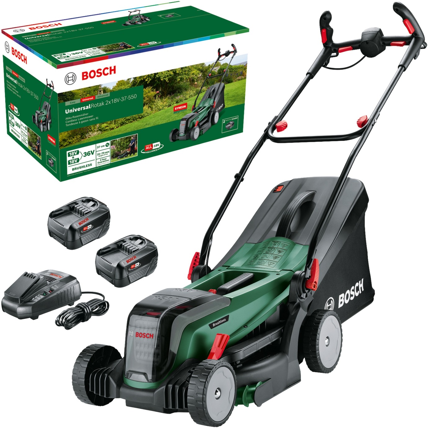Akku-Rasenmäher UniversalRotak 2x18V-37-550, 36Volt (2x18V) von Bosch