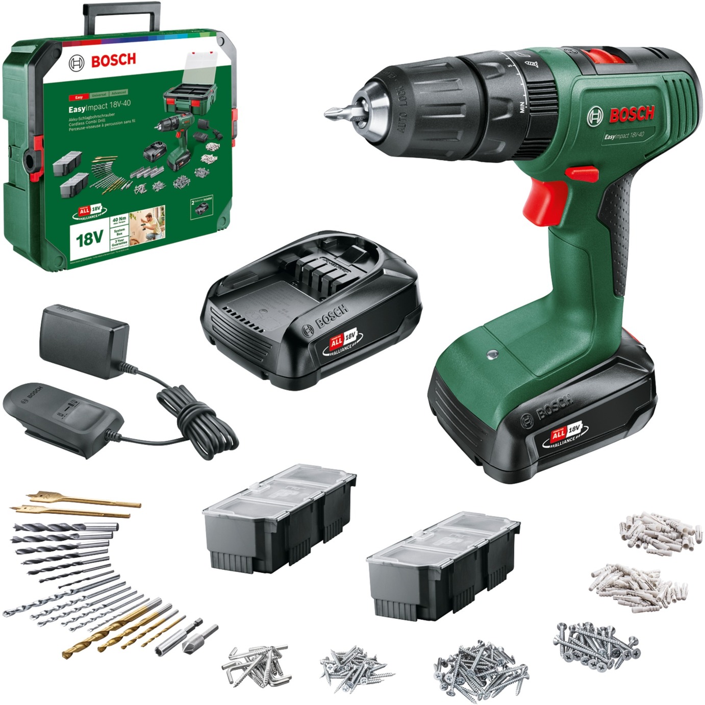 Akku-Schlagbohrschrauber EasyImpact 18V-40 + SystemBox Akku-Schlagbohrschrauber EasyImpact 18V-40 + SystemBox von Bosch