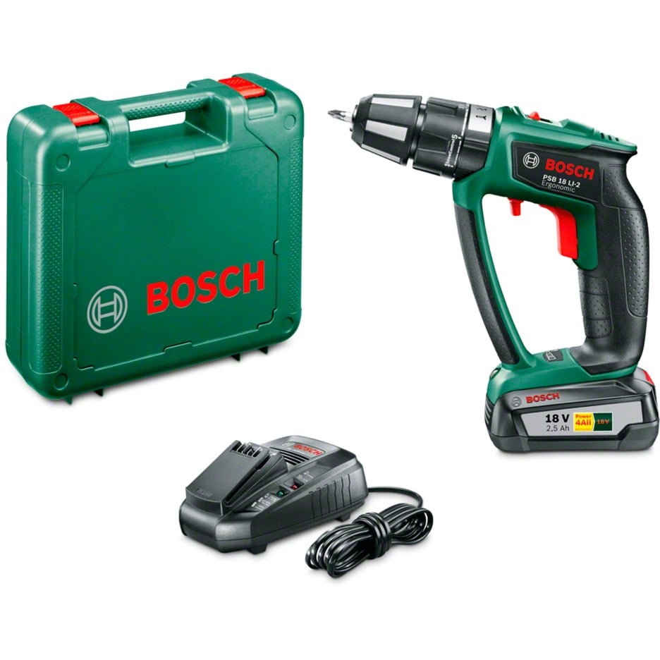 Akku-Schlagbohrschrauber PSB 18 LI-2 Ergonomic, 18Volt, Schlagbohrmaschine von Bosch