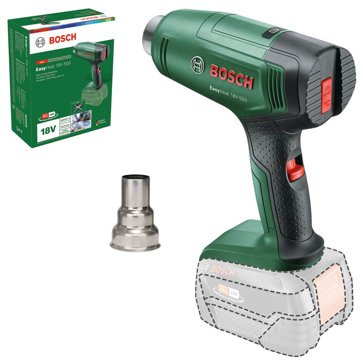 BOSCH Akku-Heißluftgebläse EasyHeat 18V-500, 06032A8000, solo BOSCH Akku-Heißluftgebläse EasyHeat 18V-500, 06032A8000, solo von Bosch