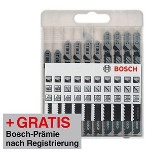 AKTION: BOSCH Basic for Wood Stichsägeblätter-Set 10-teilig mit Prämie nach Registrierung AKTION: BOSCH Basic for Wood Stichsägeblätter-Set 10-teilig mit Prämie nach Registrierung von Bosch